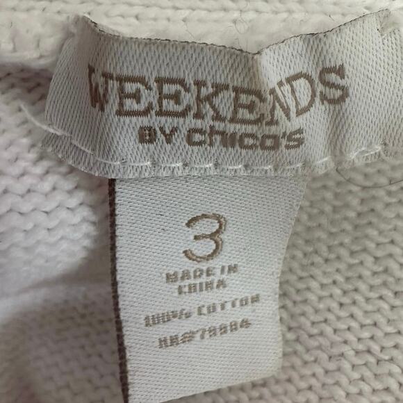 Weekends by Chico’s White Cardigan Sz. 3 - Picture 4 of 4